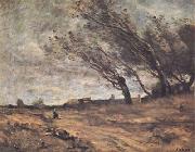 Jean Baptiste Camille  Corot Le coup de vent (mk11) oil painting reproduction